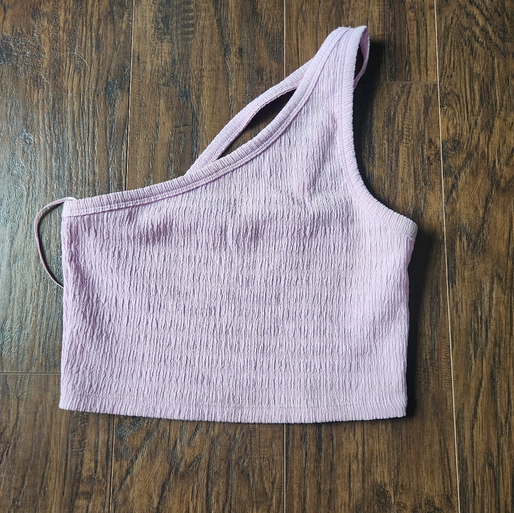 American Eagle purple 1 shoulder crop top